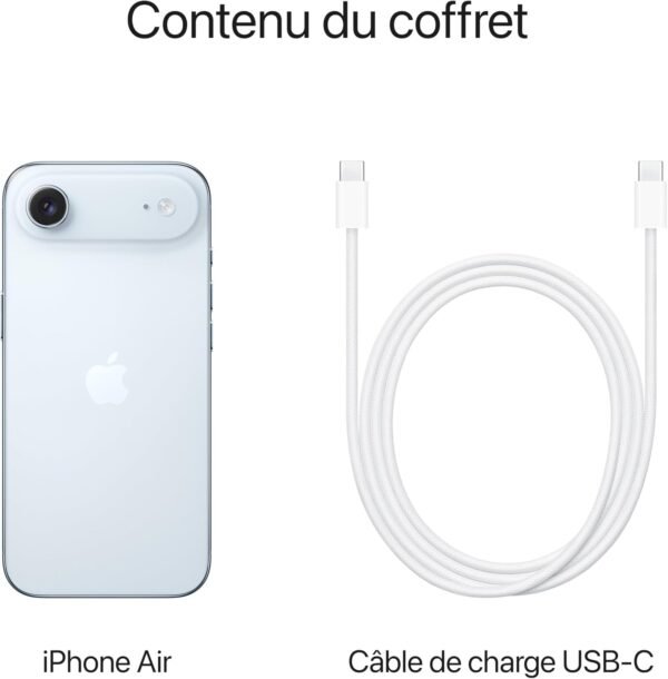 Apple iPhone Air 256 Go : Le Plus Fin des iPhone, Écran 6,5 Pouces Jusqu’à 120 Hz, Puissante Puce A19 Pro, Caméra Avant Center Stage, Autonomie d’Une journée ; Ciel – Image 3