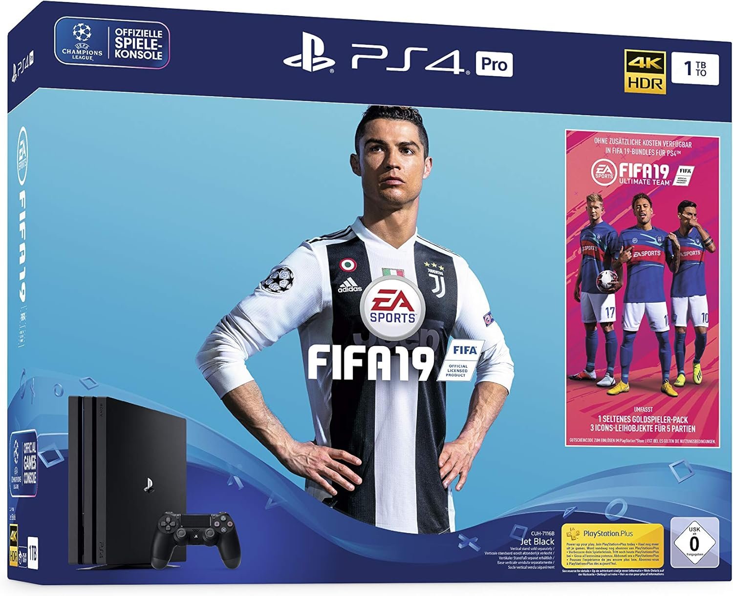 PlayStation 4 Pro – Konsole (1TB) inkl. FIFA 19 + 1 DualShock 4 Controller
